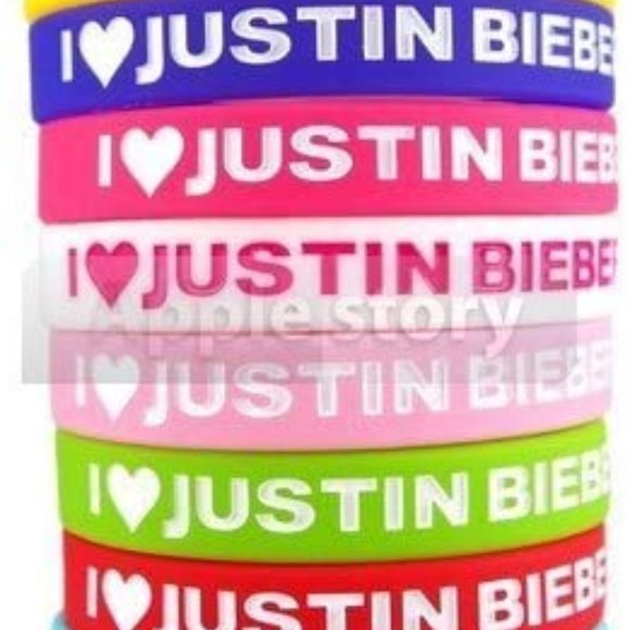 Justin Bieber Rubber Waist Band Bracelet multi-color or customized (10 units) - Picture 1 of 2